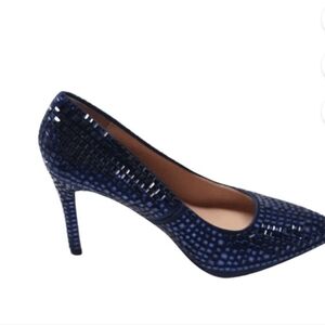 Lauren Lorraine Dazzle Navy Embellished Pointed Toe 4 Heel Slip-On Classic